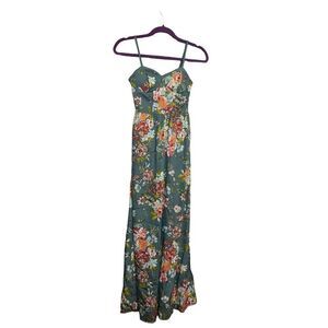 Land of the free green Floral maxi dress xs